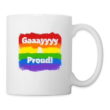 Schwul und stolz, LGBTQ-Stolz - Tasse - Weiß - Rechts