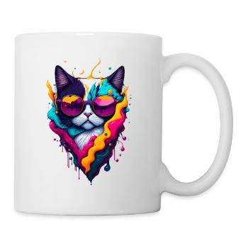 Niedliche abstrakte Katze - Tasse - Weiß - Rechts