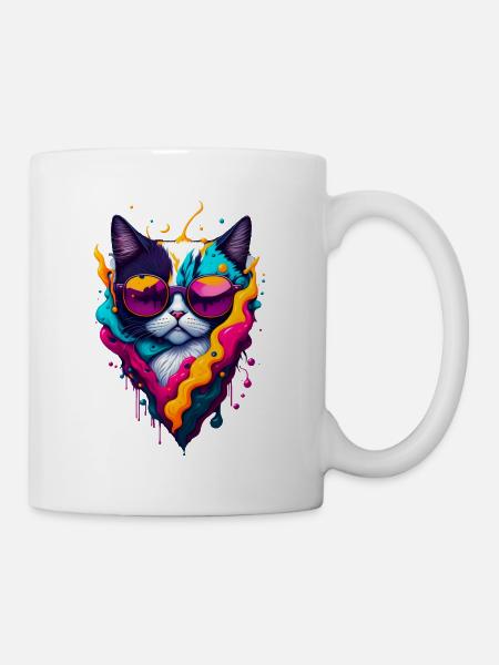 Niedliche abstrakte Katze - Tasse - Weiß