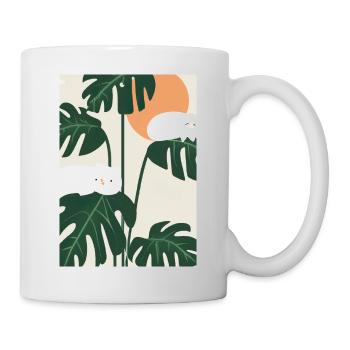 Katzen auf Leafs - Tasse - Weiß - Rechts