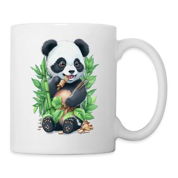 Panda Bär ißt Bambus - Tasse - Weiß - Rechts
