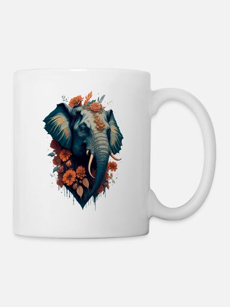 Elefanten-Blume - Tasse - Weiß
