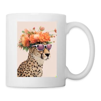 Blumenmode Löwe - Tasse - Weiß - Rechts