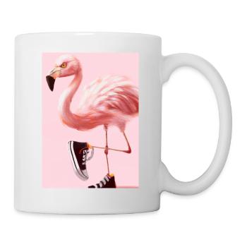 Falmingo trägt Sneaker - Tasse - Weiß - Rechts