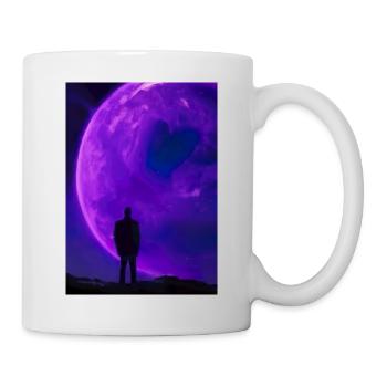 Der Mensch schaut auf den Planeten - Tasse - Weiß - Rechts