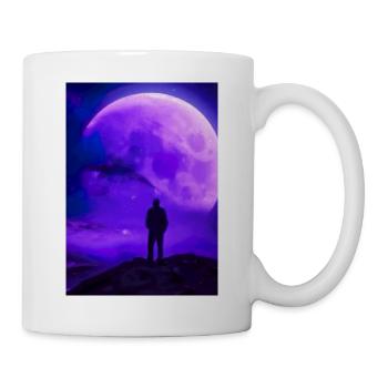 Der Mensch schaut auf den Planeten - Tasse - Weiß - Rechts