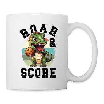 Basketball Dino T-Rex Player Sports Comic Cartoon - Mug - white - Right
