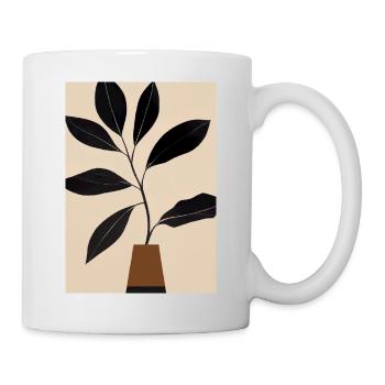 Minimalistische Pflanze im Topf - Tasse - Weiß - Rechts