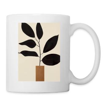 Minimalistische Pflanze im Topf - Tasse - Weiß - Rechts