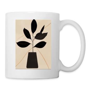 Minimalistische Pflanze im Topf - Tasse - Weiß - Rechts