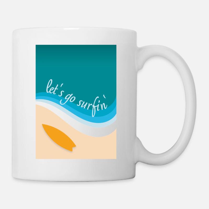 Let’s go surfin' surfing (design angulaire) - Mug blanc - blanc