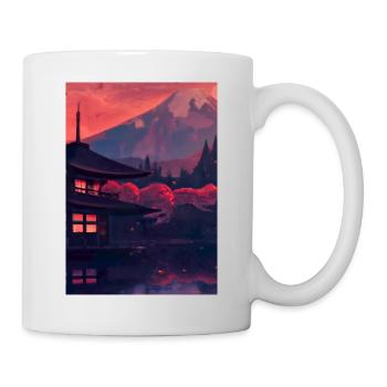 Roter japanischer Berg - Tasse - Weiß - Rechts