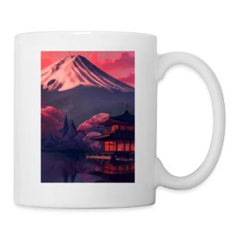 Roter japanischer Berg - Tasse - Weiß - Rechts