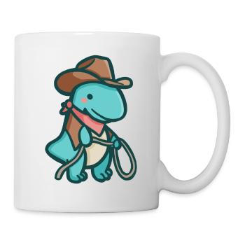 hugadino cowboy T-Rex, dino, cute dinosaur - Mug - white - Right