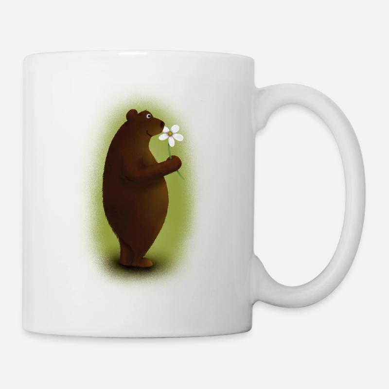 Bär mit Blume - Tasse - Weiß