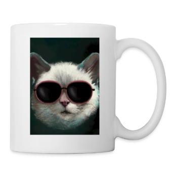 Katze mit Sonnenbrille - Tasse - Weiß - Rechts