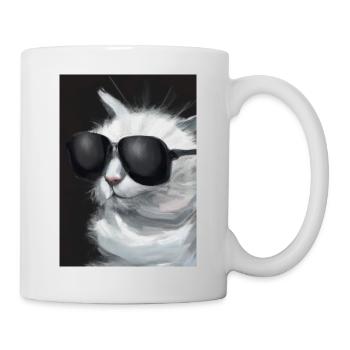 Katze mit Sonnenbrille - Tasse - Weiß - Rechts