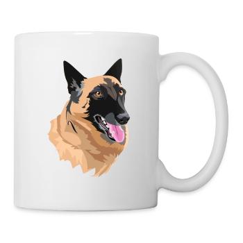 Porträt Malinois-Hund - Tasse - Weiß - Rechts