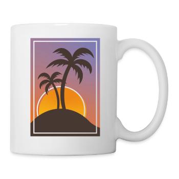 Palmen im Sonnenuntergang am Meer Urlaub Reise - Tasse - Weiß - Rechts