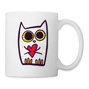 Hibou au cœur - Mug blanc - blanc - Droite