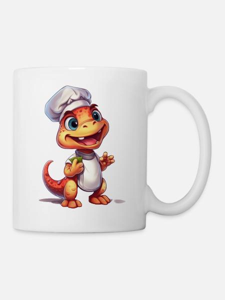 Cute Baby Velociraptor Chef - Mug - white