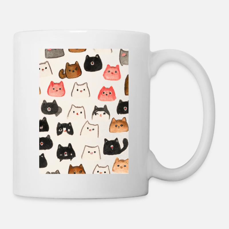 Niedliches Katzenmuster - Tasse - Weiß