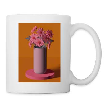 Fancy Blumen Vase - Tasse - Weiß - Rechts
