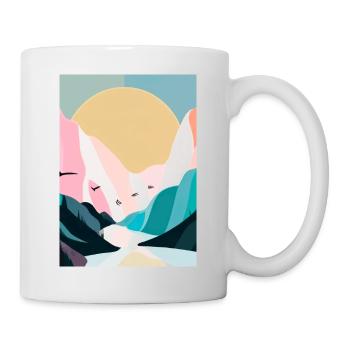 Wald Berge Sonnenuntergang - Tasse - Weiß - Rechts