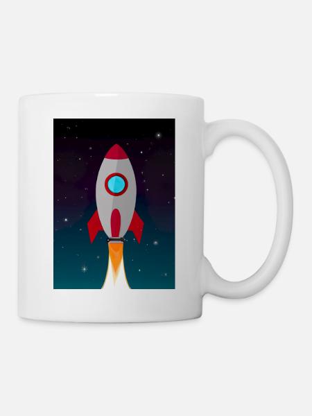 Fliegende Weltraumrakete - Tasse - Weiß