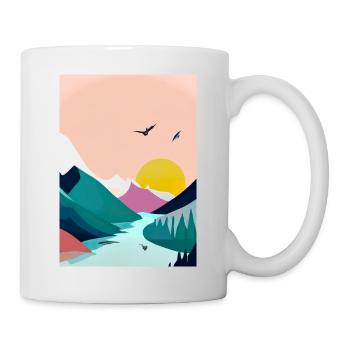 Wald Berge Sonnenuntergang - Tasse - Weiß - Rechts