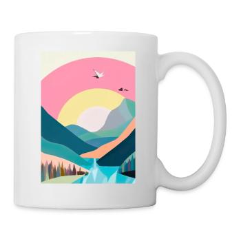 Wald Berge Sonnenuntergang - Tasse - Weiß - Rechts