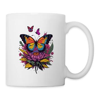 Blühende Schmetterlinge Ballett - Tasse - Weiß - Rechts