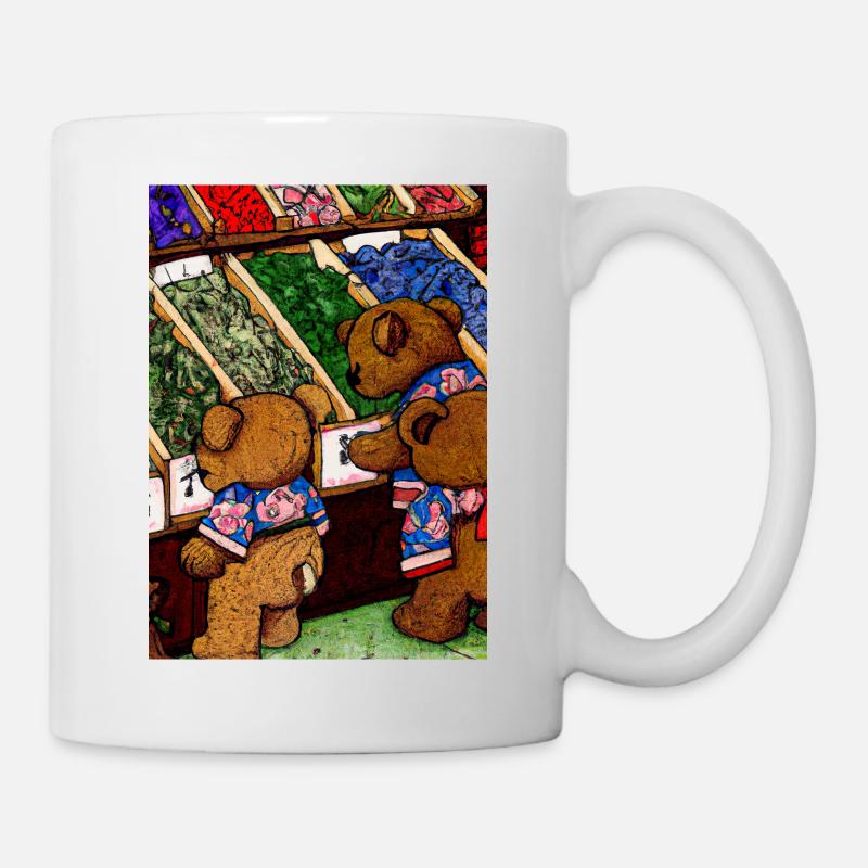 Japanische Teddybären Einkaufen - Tasse - Weiß