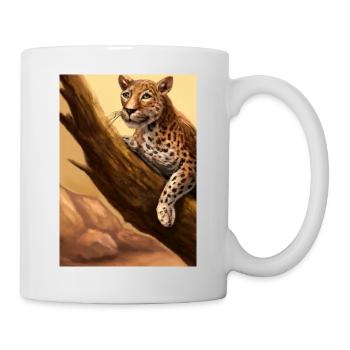 Leopard liegt auf Baum - Tasse - Weiß - Rechts