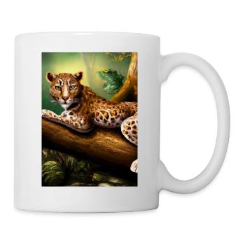 Leopard liegt auf Baum - Tasse - Weiß - Rechts