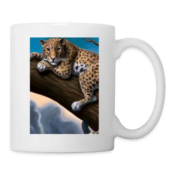 Leopard liegt auf Baum - Tasse - Weiß - Rechts