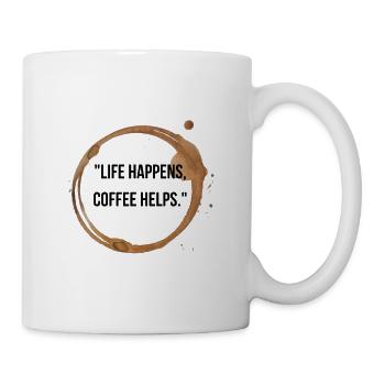 Life happens coffee helps - Mug - white - Right
