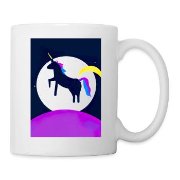 Mond Einhorn Minimal - Tasse - Weiß - Rechts