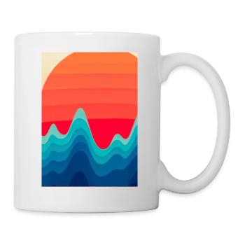 Retro Berge und Sonne - Tasse - Weiß - Rechts