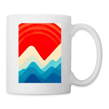 Retro Berge und Sonne - Tasse - Weiß - Rechts