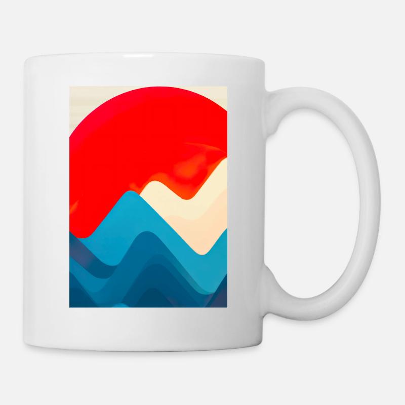 Retro Berge und Sonne - Tasse - Weiß