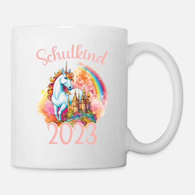 Schulkind 2023 Einschulung Einhorn Schule Schüler - Tasse - Weiß