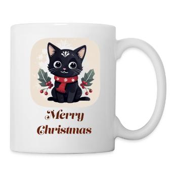 Cute black cat wishes Merry Christmas - Mug - white - Right