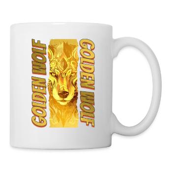 Wolf Wolf’s Head Gold Nature Wilderness Adventure Art - Mug blanc - blanc - Droite