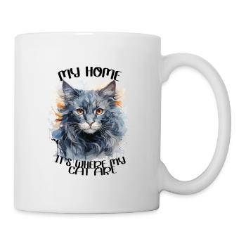 my home it's whare my cat are, ma maison chat - Mug blanc - blanc - Droite