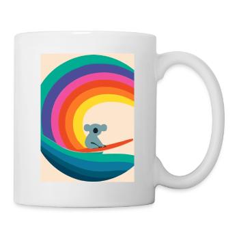 Surfender Regenbogen-Koala - Tasse - Weiß - Rechts