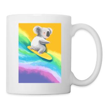 Surfender Regenbogen-Koala - Tasse - Weiß - Rechts
