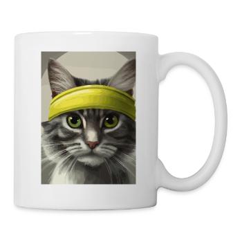 Tennis-Katze - Tasse - Weiß - Rechts