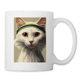 Tennis-Katze - Tasse - Weiß - Rechts