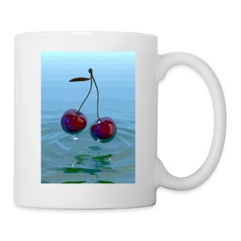 Zwei Kirschen - Tasse - Weiß - Rechts